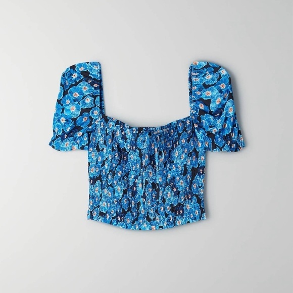 ARITZIA Wilfred Smocked Blouse In Baltic Sea - Picture 3 of 8